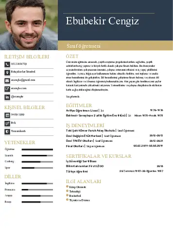 Sınıf Öğretmeni Cv Örnekleri cv indir